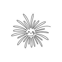 Cartoon firework illustration with a smiling face and lines  