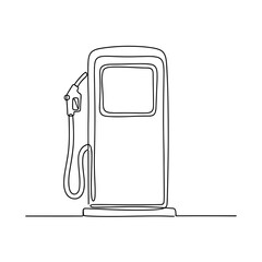 Outline of a gas pump with nozzle on a simple background concept of travel  
