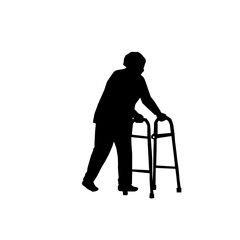 Senior People Silhouette Set. Elderly Men and Women Walking Sitting Standing Line Art Vector. Active Aging Lifestyle Illustration. Retirement Couple Family Outdoor Concept.Minimal Black Outline People