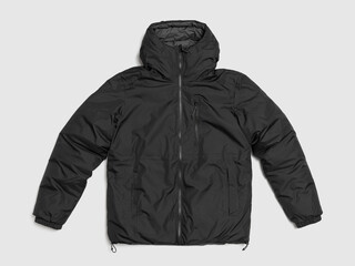 Classic men casual jacket or windbreaker, shown flat or on a hanger, isolated on a white background. Stylish outerwear for spring or autumn fashion concepts. © stas_malyarevsky