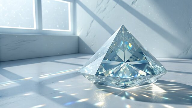Exquisite Diamond Gemstone Gleaming in Cool Toned Light - Powered by Adobe