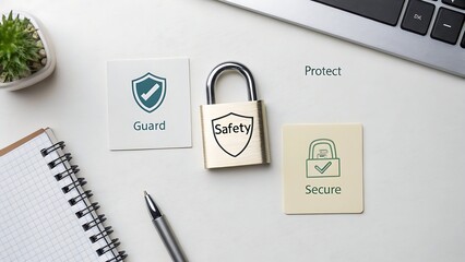 Golden Padlock Symbolizing Security and Protection on a Clean Surface