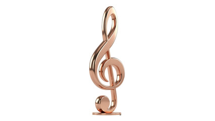 Isolated rose gold musical note, 3D treble clef for music, arts, and entertainment themes