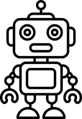 Naklejka premium Black and white robot with circular eyes and mechanical arms