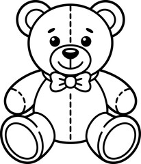 Obraz premium Cute black and white teddy bear with a bow cartoon
