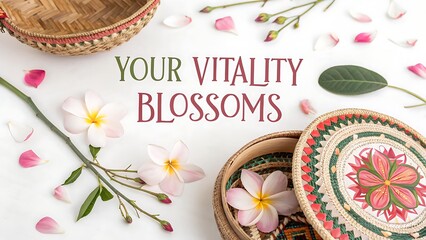 Your Vitality Blossoms with Delicate Flowers and Woven Baskets