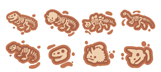 Cute Dinosaur Fossil Vector Bundle Set © Putra