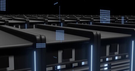 Animation of circuit board and digital data processing over computer servers - Powered by Adobe