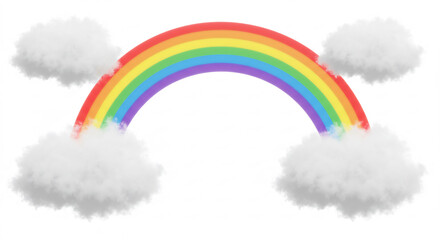 Naklejka premium Magnifique arc-en-ciel aux couleurs vives s'�tire entre des nuages moelleux une vision douce et pleine d'espoir.. AI Generated