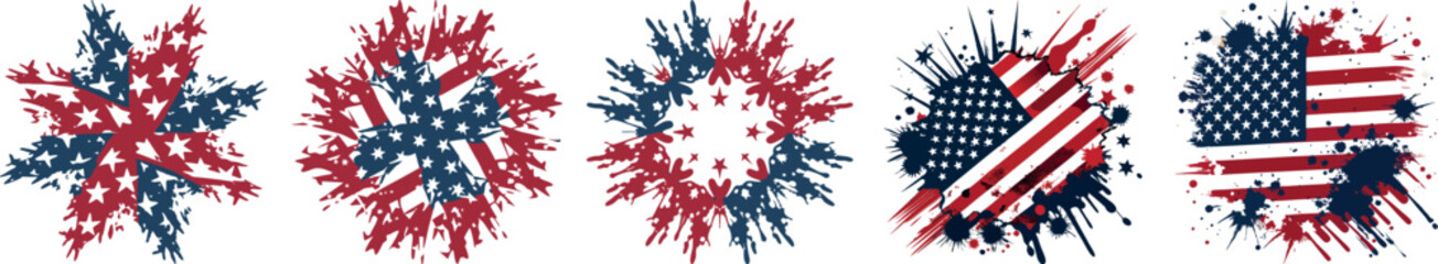 American Flag Grunge Splatter Designs illustration