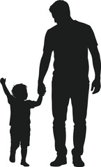 Father Holding Child&rsquo;s Hand Silhouette Vector 2