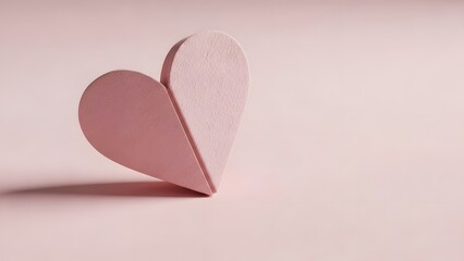 Minimal Paper Heart on Soft Pink Background for Valentine&rsquo;s Day Design