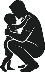 Father hugging child silhouette vector embrace
