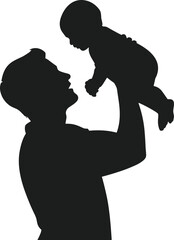 Father Lifting Child Up Silhouette Vector baby