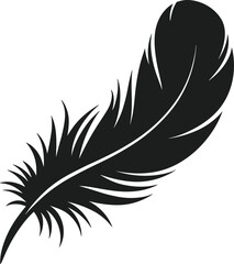 Black feather silhouette vector graphic on white background quill bird
