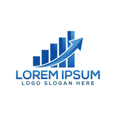 Professional business logo with growing arrow and bar graph