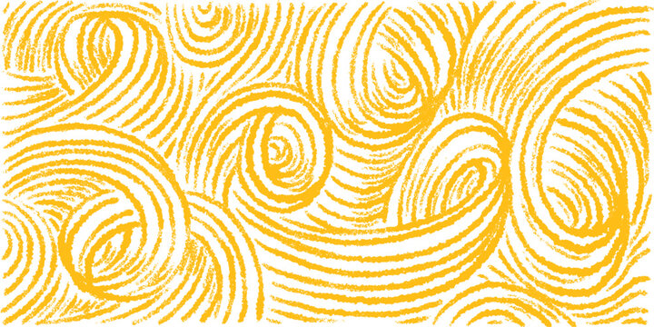 Vector spaghetti texture. Curvy yellow crayon line