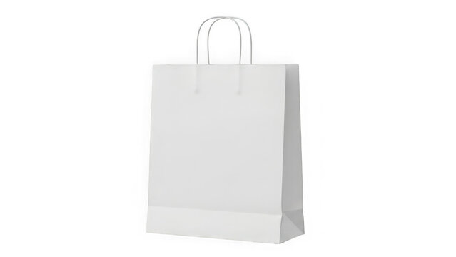 White shopping bag with handles, transparent background