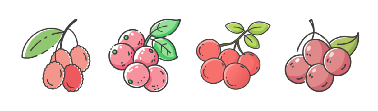 Hand-drawn yumberries in a cluster, isolated on white background.