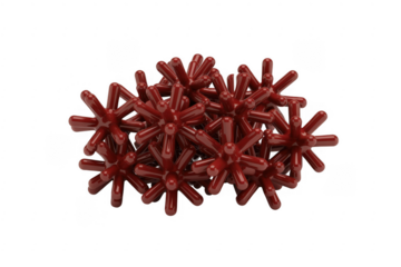 Red molecular structure on black red molecules 3D model isolated on a transparent background