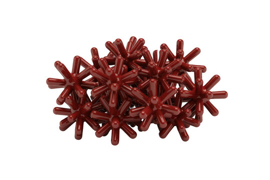 Red molecular structure on black red molecules 3D model isolated on a transparent background - Powered by Adobe