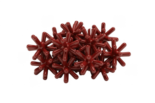 Red molecular structure on black red molecules 3D model isolated on a transparent background - Powered by Adobe