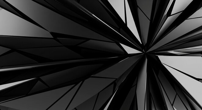 Dynamic abstract background with exploding black and white geometric shapes.