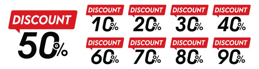 Discount sale label set for business promotion template. 50% off