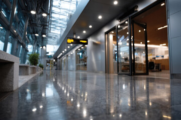 A spacious airport terminal features a sleek, modern design with vibrant lighting, showcasing the architectural beauty and functionality of contemporary travel hubs.