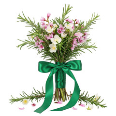 Elegant bouquet with green ribbon
