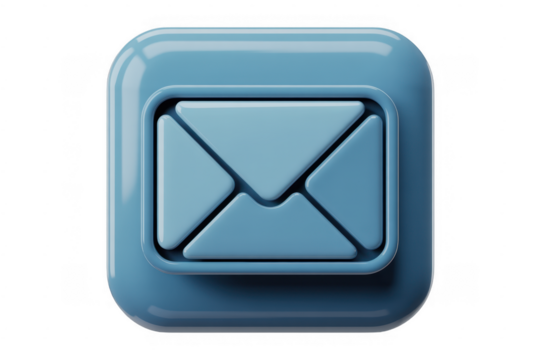 Blue email envelope communication digital isolated on a transparent background - Powered by Adobe