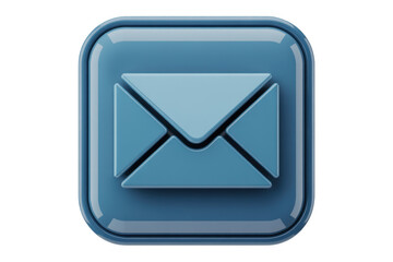 Blue email envelope communication isolated on a transparent background