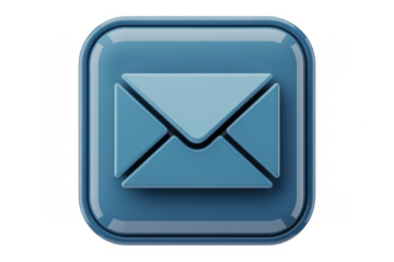 Blue email envelope communication isolated on a transparent background