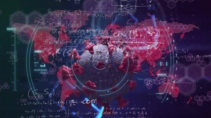 Animation of virus cell and dna on digital screen - Powered by Adobe