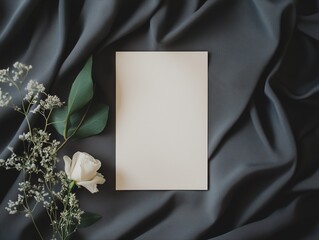 Fototapeta premium Clean wedding invitation mockup with minimal aesthetic and natural light shadow for professional stationery use