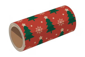 Red Christmas wrapping paper holiday isolated on a transparent background