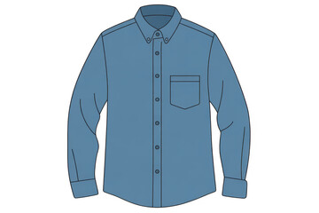 Blue long sleeve button down shirt collar isolated on a transparent background