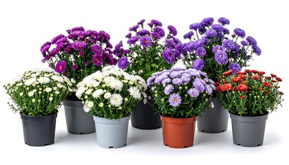 Colorful Chrysanthemums in Pots - A Vibrant Floral Display.