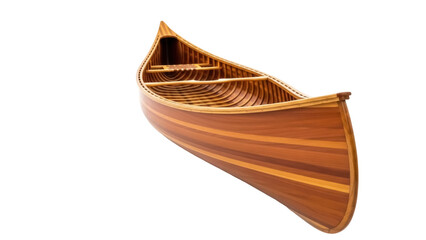 Isolated cedar strip canoe handcrafted, watercraft vessel, wooden boat model, traditional © Andrei