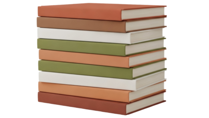 Isolated stack of colorful hardcover books for studying or reading, a pile for learning