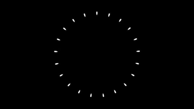 Firework circle burst 4K animation with luminous glowing lines and glittering particles, abstract blast motion with smooth seamless loop for visual effects on black screen background