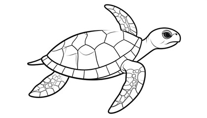 Detailed Sea Turtle Outline for Coloring and Educational Activities.