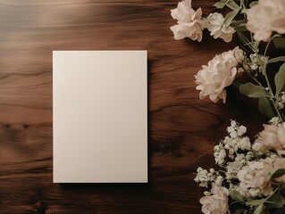 Elegant wedding invitation mockup with natural daylight and clean aesthetic for refined card presentation