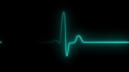 Neon Light Heartbeat Display Screen Medical Research. Cardiogram in heart shape heartbeat heat pulse glowing neon light Neon animation of heartbeat. heart beat on monitor 4k video