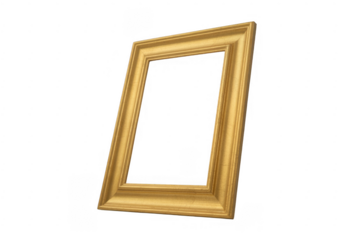 Gold Frame rectangular ornate decorative isolated on a transparent background