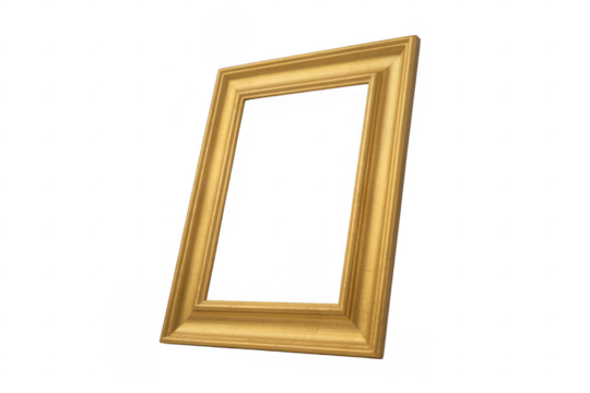 Gold Frame rectangular ornate decorative isolated on a transparent background - Powered by Adobe