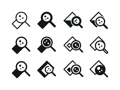 Microscope Slide Logos. microscope slides. Icon set. Set Logo of microscope slides: magnified slide view. harmonious logo variations of the same emblematic