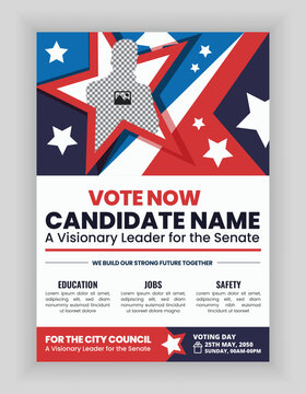 Political Election Campaign Flyer and Poster Design Template for Local Voting