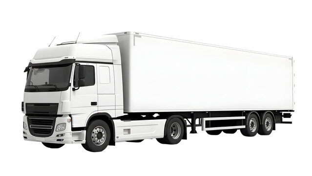 White semi truck isolated on transparent background
