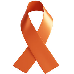 Orange Awareness Ribbon Symbol of Leukemia, Multiple Sclerosis (MS), Kidney Cancer, Hunger Awareness, Gun Violence Prevention, ADHD, Self-harm Awareness, and Cultural Diversity